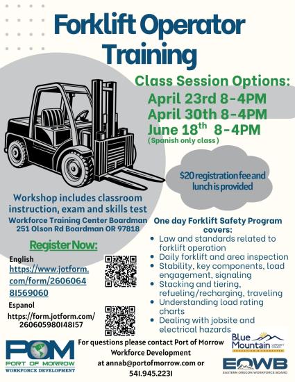 Forklift Certification Class Flyer
