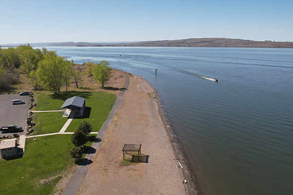 An aerial view of Marker 40 Beach