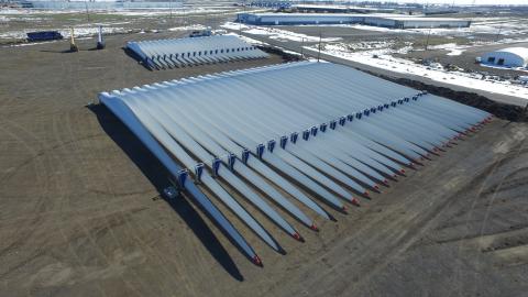 Windmill Blades staged at the Port of Morrow